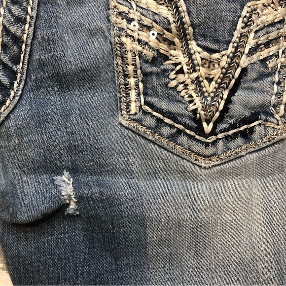Vigoss The Dublin Bootcut Jeans Blue Denim Designer Jeans Crystals Gems low rise - Picture 14 of 15